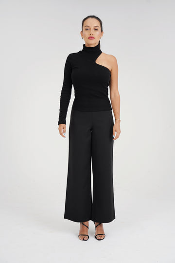 Sandra High-Waist Wide-Leg Trousers - Recycled Crepe | Designed for Petite