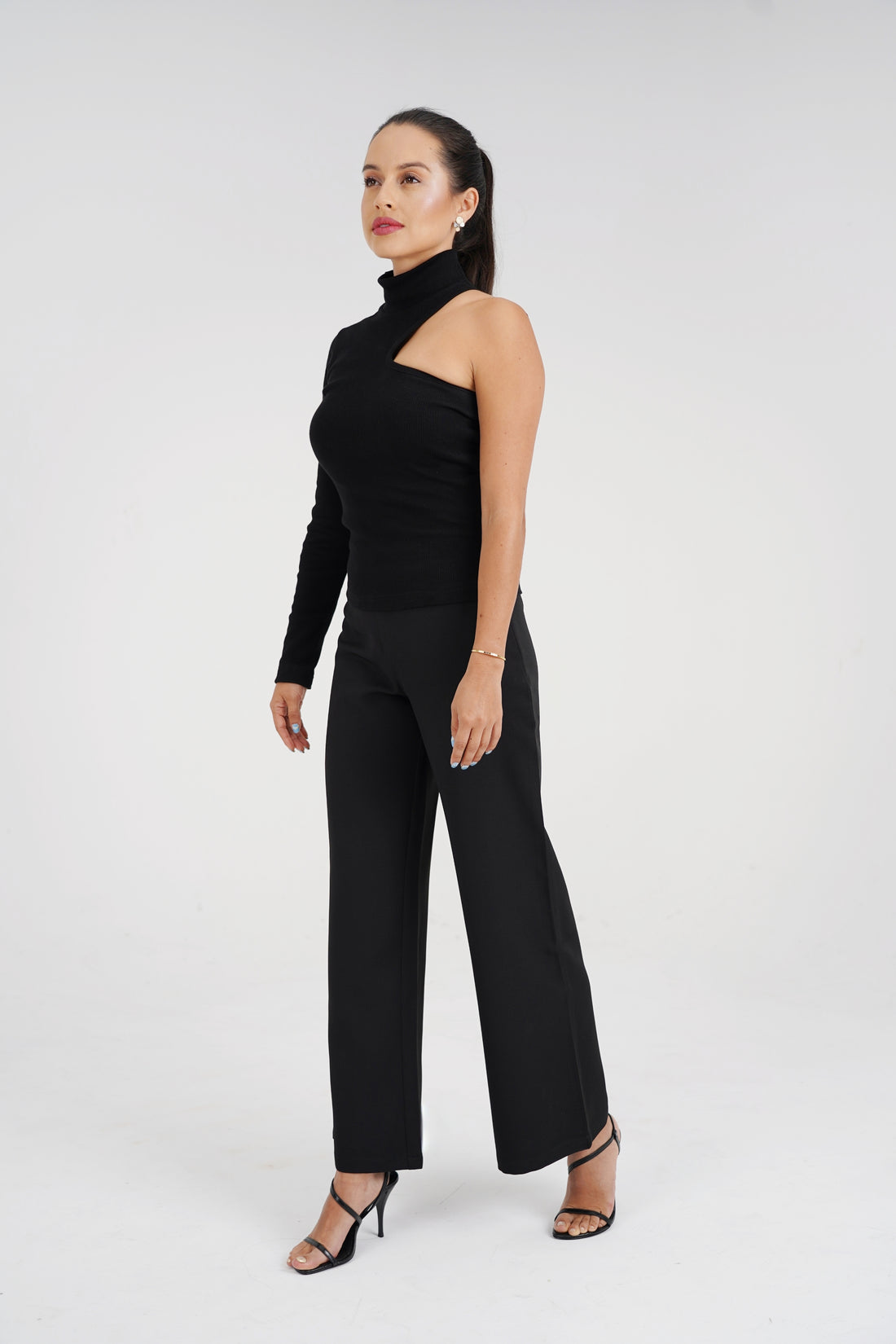Ren Asymmetric One-Sleeve Top - Organic Rib Knit | Designed for Petite