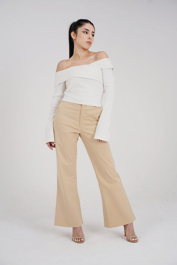 Liza Off-Shoulder Wrap Top - Organic Rib Knit | Designed for Petite