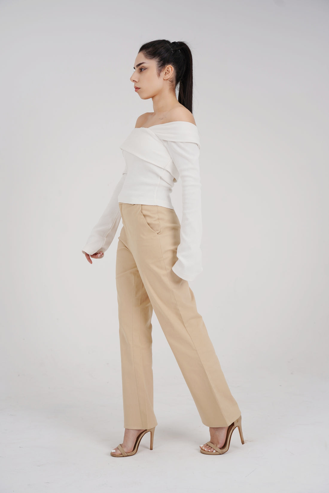 Liza Off-Shoulder Wrap Top - Organic Rib Knit | Designed for Petite