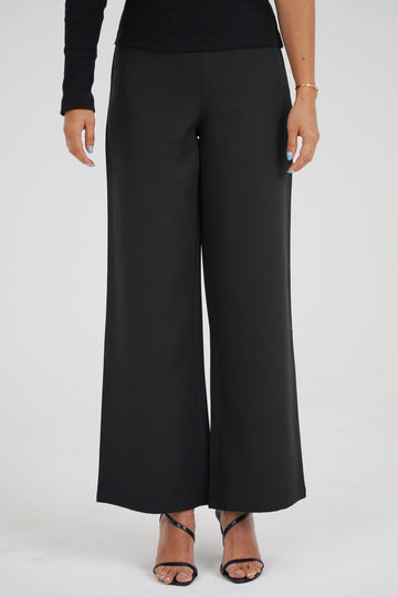 Sandra High-Waist Wide-Leg Trousers - Recycled Crepe | For Petites